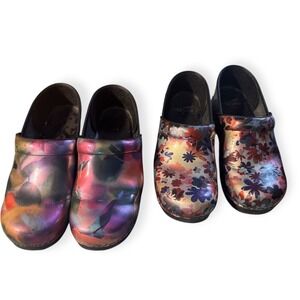 Lot of 2 Dansko Clogs Womens EU 41 US 10.5 11 Floral Multicolor Slip On
